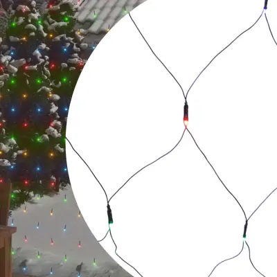 The Living Store Novoletna svetlobna mreža večbarvna 3x3 m 306 LED lučk - LED Svetlobna Mreža