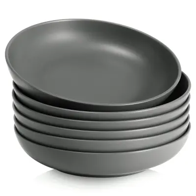Y YHY Set 6 skled za testenine, velike servirne sklede za solato, sklede za juho iz porcelana s kapaciteto 887 ml, široke in plitke, primerne za mikro