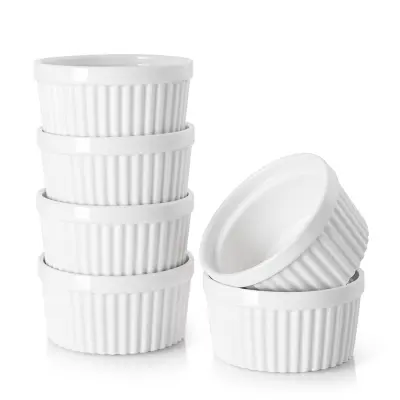 DOWAN ramekini 118 ml - Ramekini za crème brûlée iz porcelana, ramekini odporni na pečico, klasični stil ramekinov za soufflé, ramekin sklede, set 6,