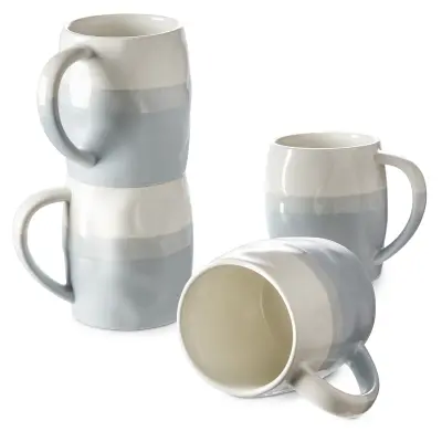 DOWAN komplet 4 porcelanskih skodelic s velikim ročajem za kavo s prostornino 414 ml, čaj, mleko, kakav, keramične skodelice, darilo za rojstni dan, b