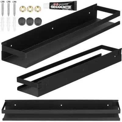 Viseča kopalniška polica za tuš kabino 50x10 cm inox loft črna.