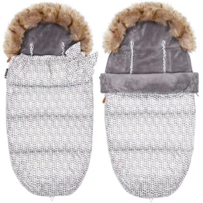 SPRINGOS Zimska prevleka za noge za novorojenčka s pentljo 45 x 90 cm za voziček, kapuca s pasom iz umetnega krzna, odprtine s pikčastim tiskom
