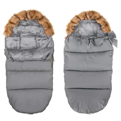 Temno siva spalna vreča s krznom