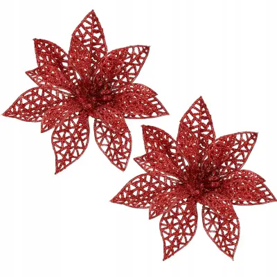 RED STAR OF BETLEHEM BLEŠČICE 2x SPONKA 9 cm