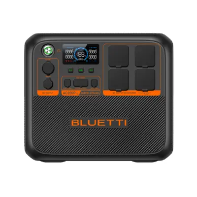 BLUETTI AC200PL prenosna polnilna postaja, 2400W moč, 2304Wh baterija, polnjenje / napajanje naprav, črna