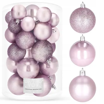 BOŽIČNE KROGE ZA BOŽIČNO JELKO, 30 kom, SET 6/5/4 cm, NELOMLJIVE PREMIUM