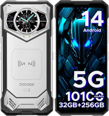 DOOGEE S200 5G 32/256GB, srebrna pametni robustni telefon Android 14, 10100mAh 120Hz 100MP+20MP nočni vid