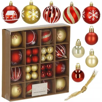 KROGE ZA BOŽIČNO JELKO 42 KOSOV BOŽIČNI OKRASEK 3/6 CM KOMPLET NEUNIČLJIVIH OBESEKOV