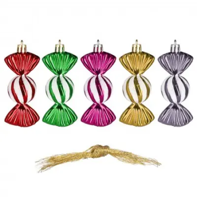 5 kroglic Candy za božično drevo, 6 cm božični okraski