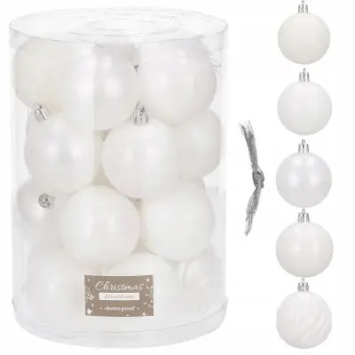 SET 20 BELIH BOŽIČNIH KROGLIC ZA BOŽIČNO JELKO