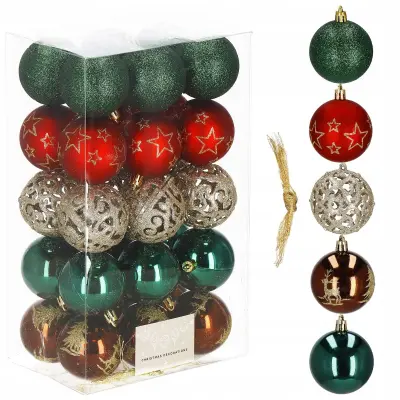 NEZLOMLJIVE BOŽIČNE KROGE 30 kos SET 6 cm ZA PREMIUM veliko božično drevo