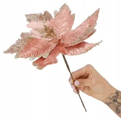 BOŽIČNI OKRASEK BETLEHEMSKA ZVEZDA ROZA KONČASTI BLEŠČICE 29 CM BOŽIČ
