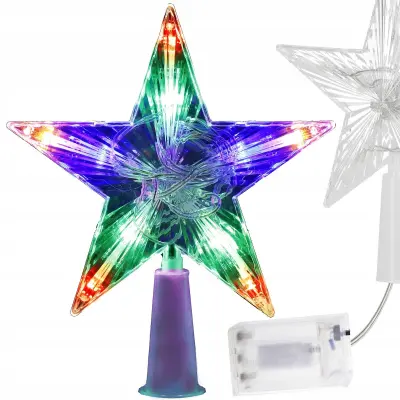 ZVEZDA ZA BOŽIČNO JELKO TOP 10 LED SVETLEČA TOČKA OKRASEK 15CM TOP VEČBARVNI