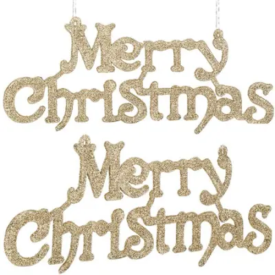 Božični okraski 2 kosa z napisom ''Merry Christmas'' 24 cm zlat božični obesek.