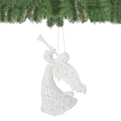 Zawieszka choinkowa biały aniołek na choinkę 16,5 cm se v angleščino prevede kot: beli angel viseči okrasek za božično drevo 16,5 cm.
