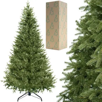 SPRINGOS Premium umetno božično drevo jelka 210 cm 3D brizgano božično drevo s priloženim kovinskim stojalom
