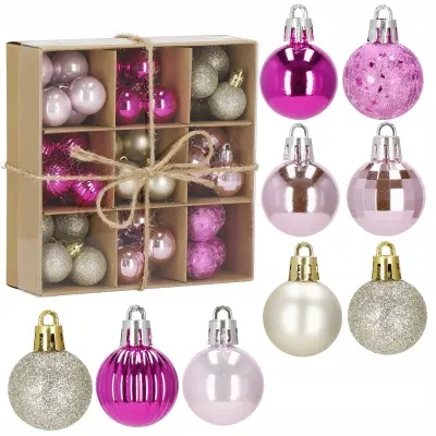 KOMPLET BOŽIČNIH KROGLIC 54 kosov roza srebrna mešanica božičnih kroglic Zabave <html>
