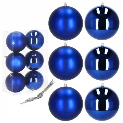 KROGLICE ZA JELKO, 6 KOS, KROGE ZA JELKO, 10 CM, SET, NEzlomljivi obeski
