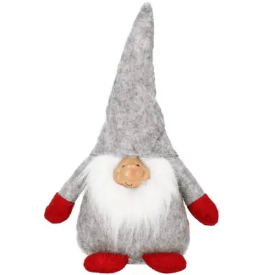 Božični skrzat 38 cm, sivi palček s klobukom.