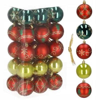 BOŽIČNO JELKO OKRASEK IZ KROGLIC 30 KOSOV KOMPLET NERUŠLJIVIH OBESEKOV 6 CM