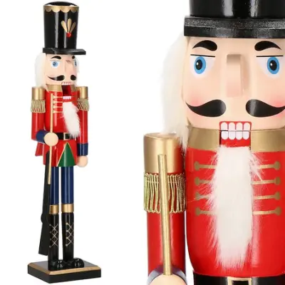 Hrestač 60 cm s puško, okrašen z božičem, figura rdečega vojaka Madeire.