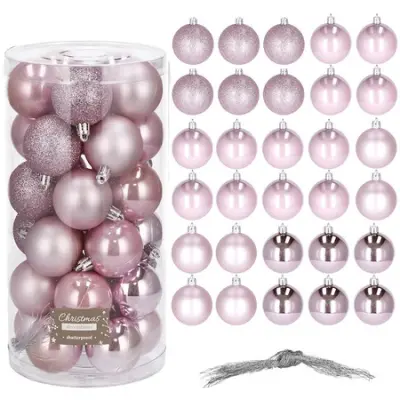 Božične bombice 30 kosov. Komplet božičnih okraskov v roza barvi.