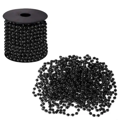 Verižica za novoletno jelko iz perl in perl, 10 metrov, 8 mm, črna.