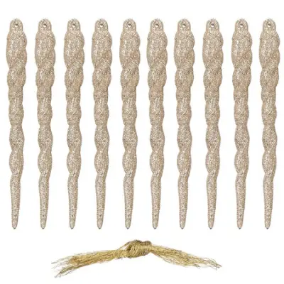 Božični okraski 10 enot. 12 cm. Zlate bleščeče snežinke.