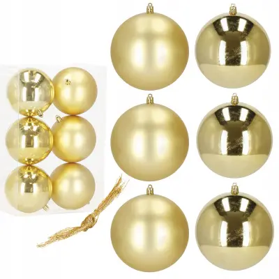 KROGLICE ZA JELKO, 6 KOS, KROGE ZA JELKO, 10 CM, SET, NEzlomljivi obeski