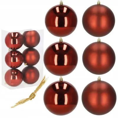 KROGLICE ZA JELKO, 6 KOS, KROGE ZA JELKO, 10 CM, SET, NEzlomljivi obeski