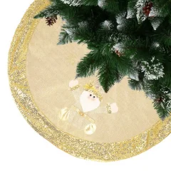 Preproga pod jelko z Božičkom, 106 cm, zlata preproga za darila.