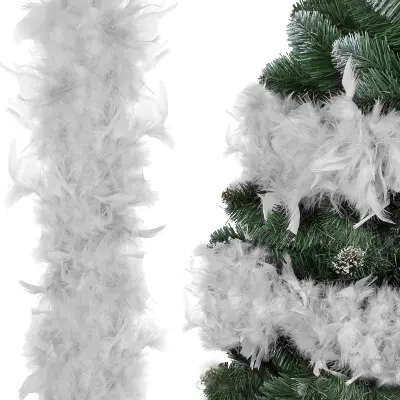 DENSE FEATHER BOA siv ŠAL GARLAND VERIŽICA ZA OKRASEK ZA BOŽIČNO JELKO 190 cm