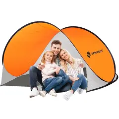 Samosestavljiv pop-up šotor 200 x 120 cm belo oranžen