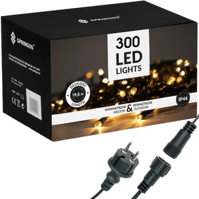 18 metrske toplo bele božične lučke s 300 LED lučkami, IP44 božična osvetlitev.