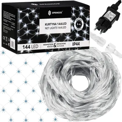 144LED MREŽASTA BOŽIČNA LUČKA SVETLOBNA ZAVESA VELIKA 5x2m BELA GIRLANDA