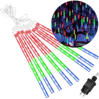 Božične lučke 8 enot. 144 LED snežink, ki padajo kot raznobarvni zunanji meteorji