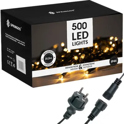 Božične lučke 500 LED 30 m toplo bela zunanja razsvetljava