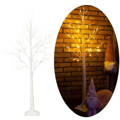 150 cm svetleče drevo, božični okras iz breze z LED lučkami.