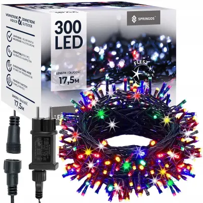 300LED BOŽIČNE LUČKE ZUNANJA SVETLOBNA ZAVESA IP44 VEČBARVNA BLISKAVICA