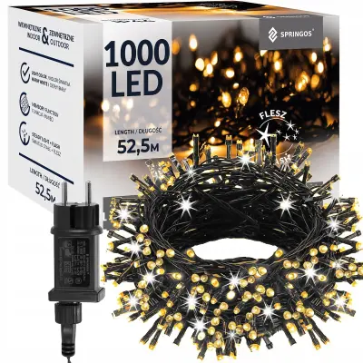 BOŽIČNE LUČKE 1000LED ZUNANJA SVETLOBNA ZAVESA IP44 BELA FLASH