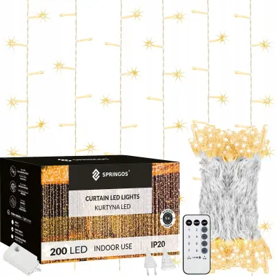 SVETLOBNA ZAVESA 200LED 2x2 LUČKE ZA BOŽIČNO JELKO GARLANDA DALJ.