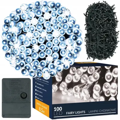100 LED LUČK ZA BOŽIČNO JELKO OUT/INT TOK SVETLEČA ŽICA 8,5m HLADNO BELA