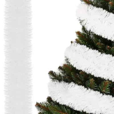 6 metrov dolga bela verižica za jelko, girlanda za jelko, premera 7 cm.