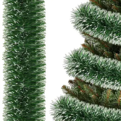 Verižica za novoletno jelko 3 metre, zelena in bela, girlanda za jelko, premer 10 cm.