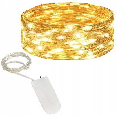 ŽIČNE LUČKE 20 LED MICRO 2m BATERIJSKE LUČKE TOPLO BELA SVETLOBA