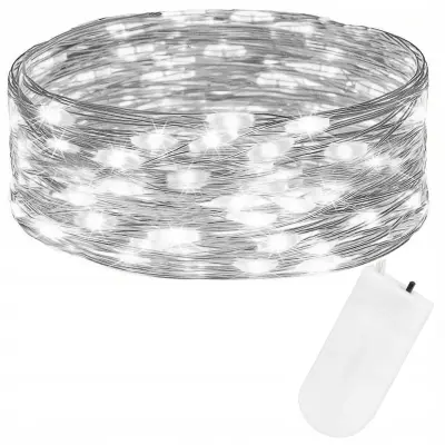 ŽIČNE LUČKE 20 LED MICRO 2m BELE BATERIJSKE LUČKE HLADNA LUČ