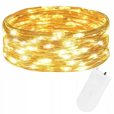 ŽIČNE LUČKE 30 LED MICRO 2m BATERIJSKE LUČKE TOPLO BELA SVETLOBA