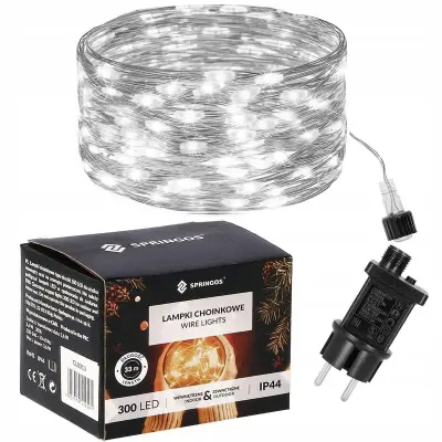 ŽIČNE SVETILKE 300 LED 33m ZUNANJE/NOTRANJE MIKRO POWER 8 HLADNIH FUNKCIJ NAPAJALNIK