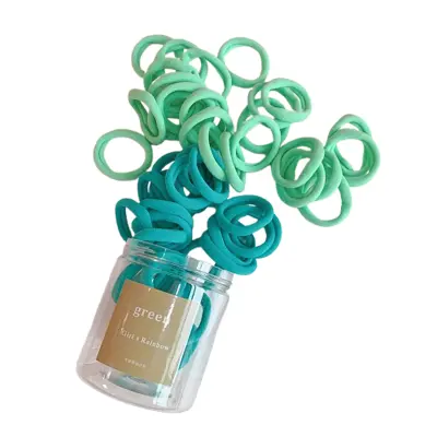 Komplet 50 modrih gumic za lase, mehkih in raztegljivih lasnih dodatkov Green