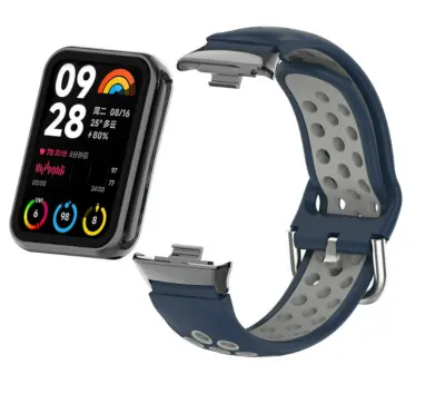 Silikonski pašček za uro za Xiaomi Mi Band 9/8 Pro (18 mm) Blue + Grey